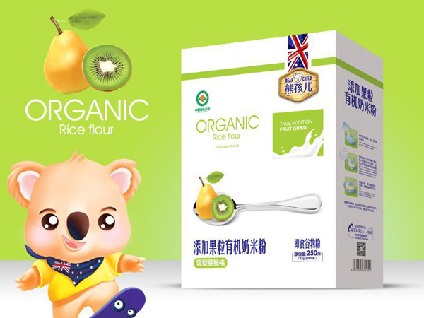 熊孩兒添加果粒有機(jī)奶米粉-雪梨獼猴桃 盒裝