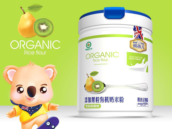 熊孩兒添加果粒有機(jī)奶米粉-雪梨獼猴桃 聽(tīng)裝