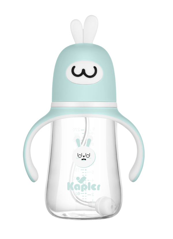 康喂兒趣萌兔玻璃 寬口奶瓶270ML 藍(lán)色