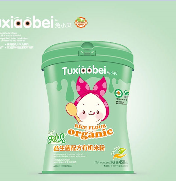 兔小貝益生菌配方有機(jī)米粉 聽(tīng)裝