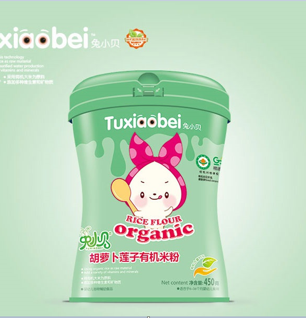 兔小貝胡蘿卜蓮子有機(jī)米粉 聽(tīng)裝