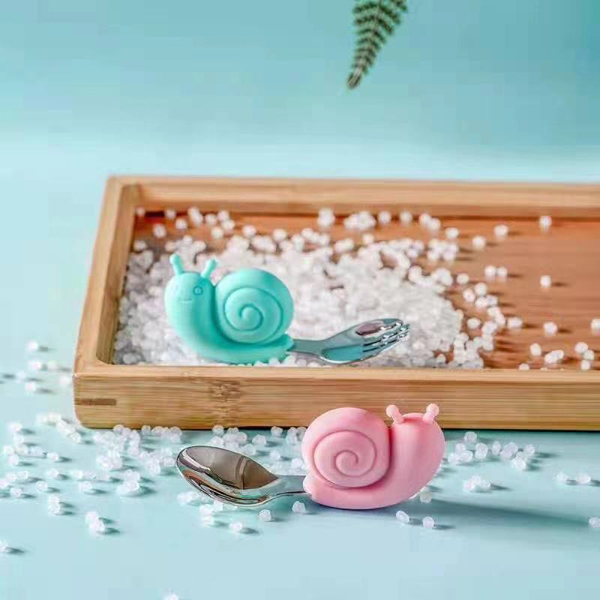 盟寶蝸牛型兒童不銹鋼訓練叉勺2