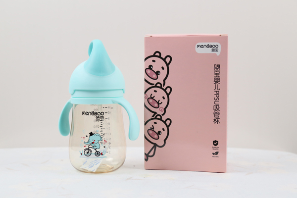 盟寶嬰兒PPSU吸管杯 藍色2