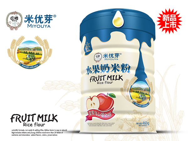 米優(yōu)芽水果奶米粉-蘋果淮山強化鐵聽裝