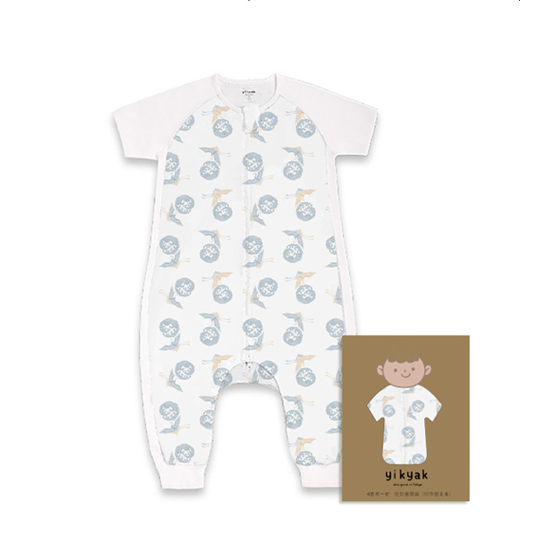 yikyak四層紗布短袖分腿睡袋(拼接款) 云浪.jpg