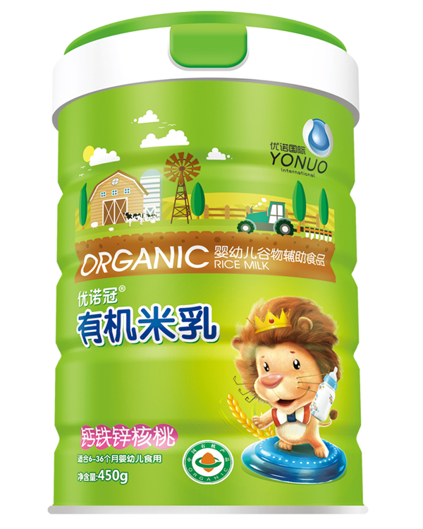 優(yōu)諾冠鈣鐵鋅核桃有機(jī)米乳 聽裝