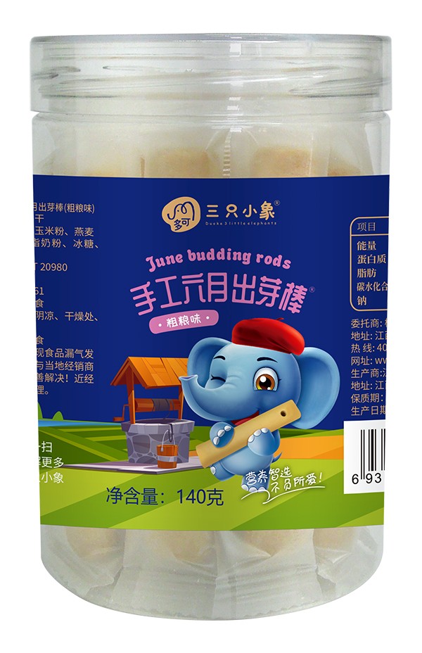 多可三只小象手工六月出芽棒 粗糧味