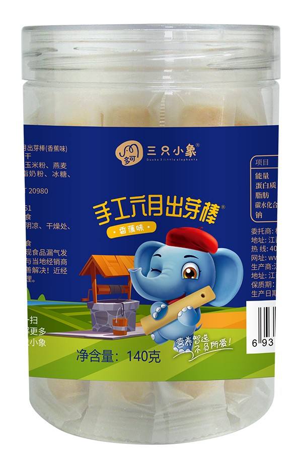 多可三只小象手工六月出芽棒 香蕉味