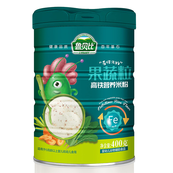 魯貝比果蔬粒高鐵營養(yǎng)米粉 聽裝