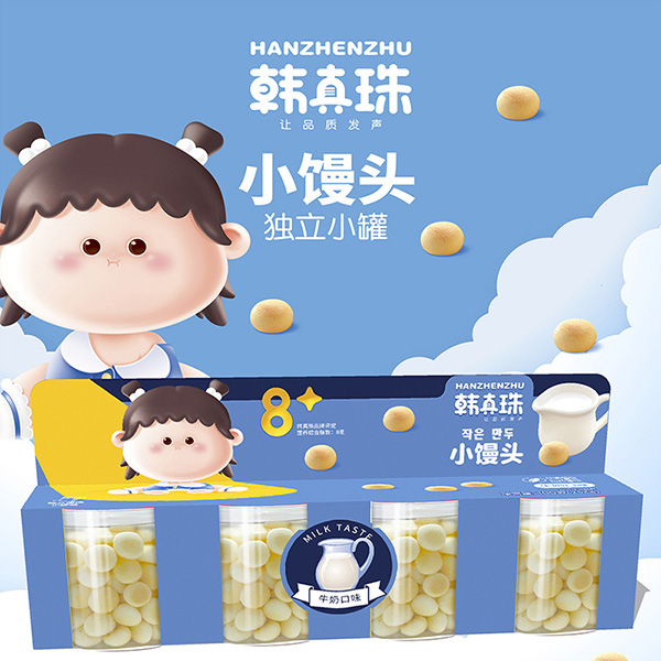 韓真珠4連罐小饅頭100g兒童寶貝小零食小蛋酥分罐裝.jpg