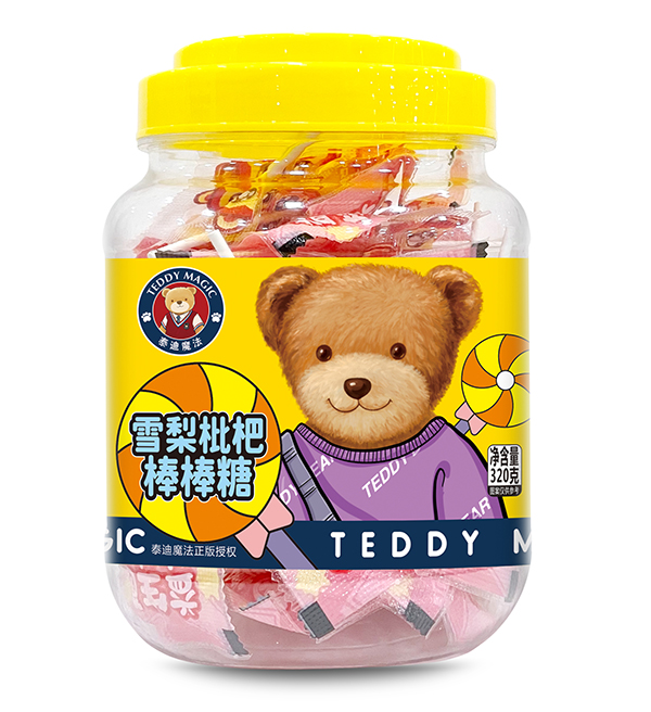 泰迪魔法雪梨枇杷棒棒糖 大桶裝
