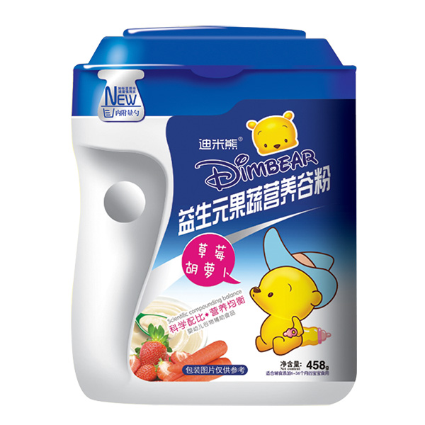 迪米熊益生元果蔬營(yíng)養(yǎng)谷粉-草莓胡蘿卜桶裝