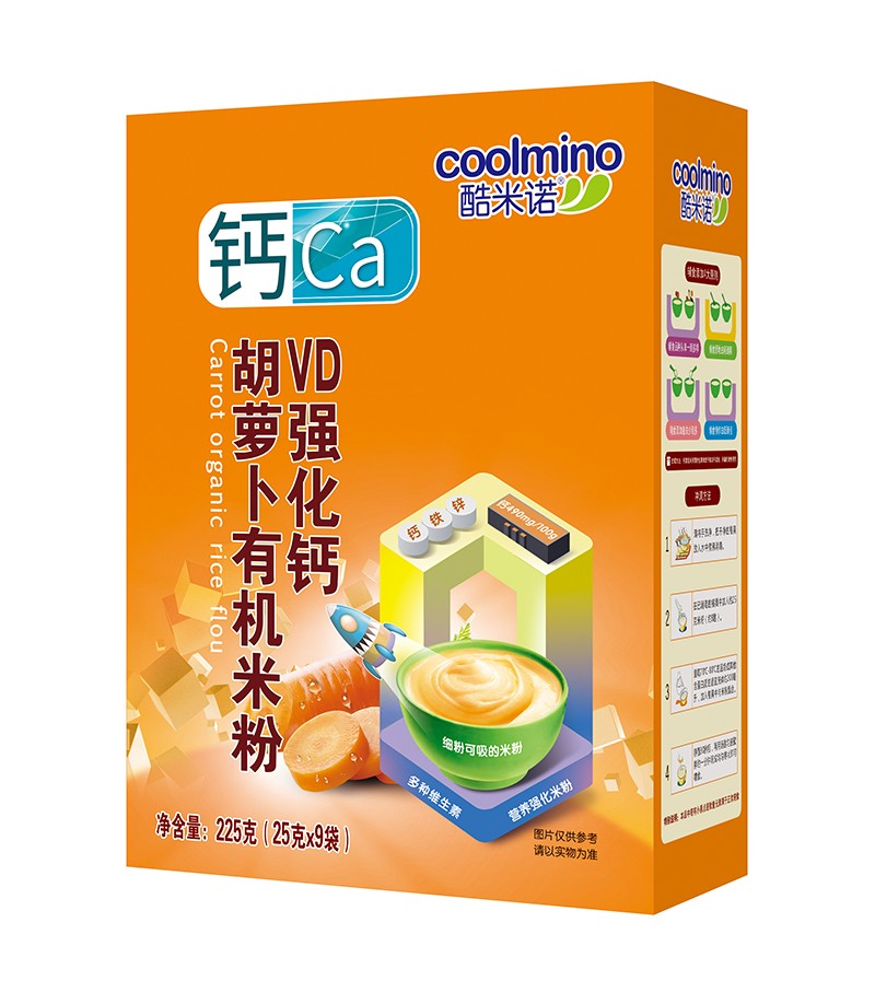 酷米諾VD強(qiáng)化鈣胡蘿卜有機(jī)米粉225克