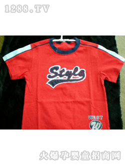 泰迪熊家族紅色印花T恤