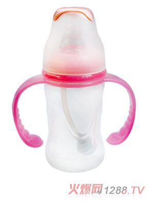 親恩4安標(biāo)口花型雙柄自動PP奶瓶（粉紅）