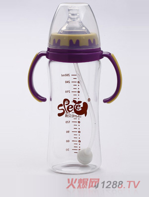 施貝樂(lè)寬口弧形帶柄玻璃奶瓶260ml