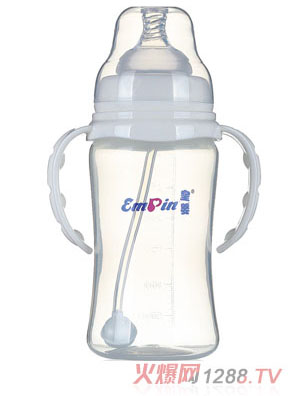 皇嬰寬口PP圓弧自動(dòng)小奶瓶240ml白色