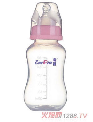 皇嬰標(biāo)口PP圓弧自動(dòng)小奶瓶120ml粉色