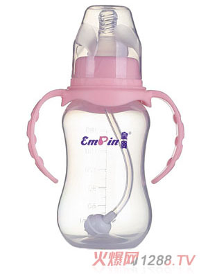 皇嬰標(biāo)口PP圓弧自動(dòng)小奶瓶180ml粉色