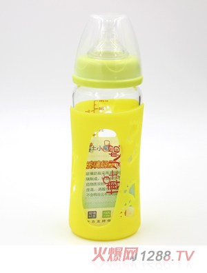 博士小帽玻璃自然親子防摔保溫寬口徑奶瓶280ml黃色