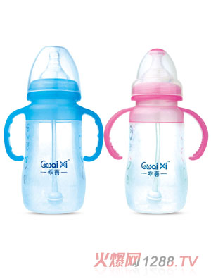 乖喜寬口徑有耳自動(dòng)硅膠奶瓶240ML G1069