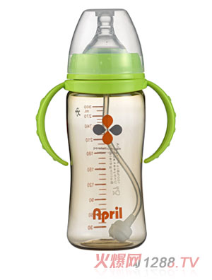 愛(ài)普麗PPSU寬口弧形奶瓶300ml綠色