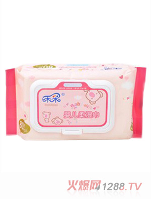 禾采新版卡通嬰兒80片啟封加蓋裝濕巾
