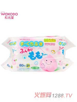 和光堂桃桃嬰兒手口濕巾60片
