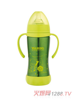 優(yōu)樂(lè)寶寬口徑不銹鋼保溫有柄自動(dòng)奶瓶180ML