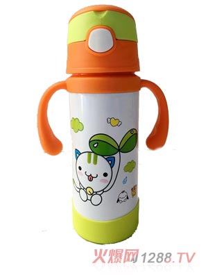 好樂嬰橙色配綠色水杯