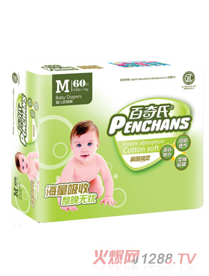 百奇氏大包裝瞬吸棉柔尿褲M60