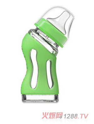 兔媽彎口玻璃奶瓶果綠