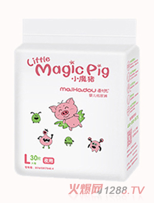麥卡兜小魔豬夜用型紙尿褲L碼30片