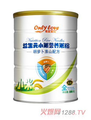 唯愛寶貝益生元小米營(yíng)養(yǎng)米粉胡羅卜淮山配方罐裝
