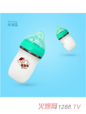BENLE貝恩樂(lè)廣口徑仿真母乳實(shí)感硅膠奶瓶260ML玫瑰藍(lán)