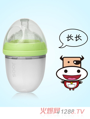 吉子天然母乳硅膠奶瓶 160ml 嫩綠色（長長）