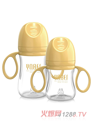 英恩貝防脹氣玻璃奶瓶黃色