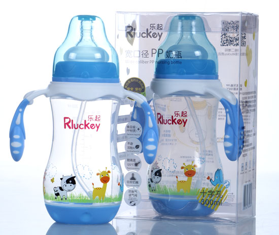 樂起300ml寬口徑PP奶瓶藍色