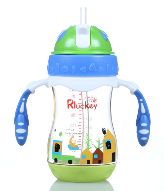 樂起PPSU帶吸管水壺240ml藍(lán)色