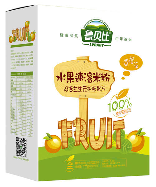 魯貝比雙倍益生元護(hù)暢五谷雜糧配方水果速溶米粉盒裝