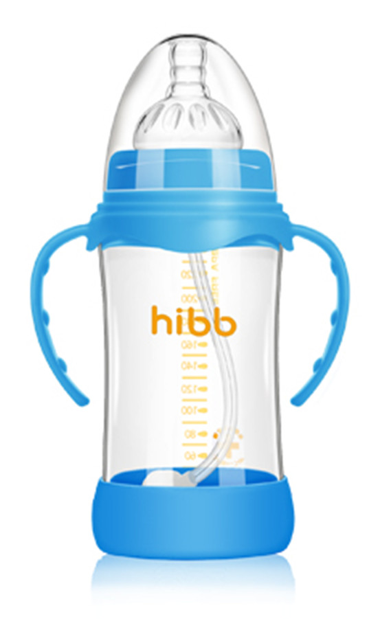 浩一貝貝防摔自動玻璃奶瓶藍色240ml